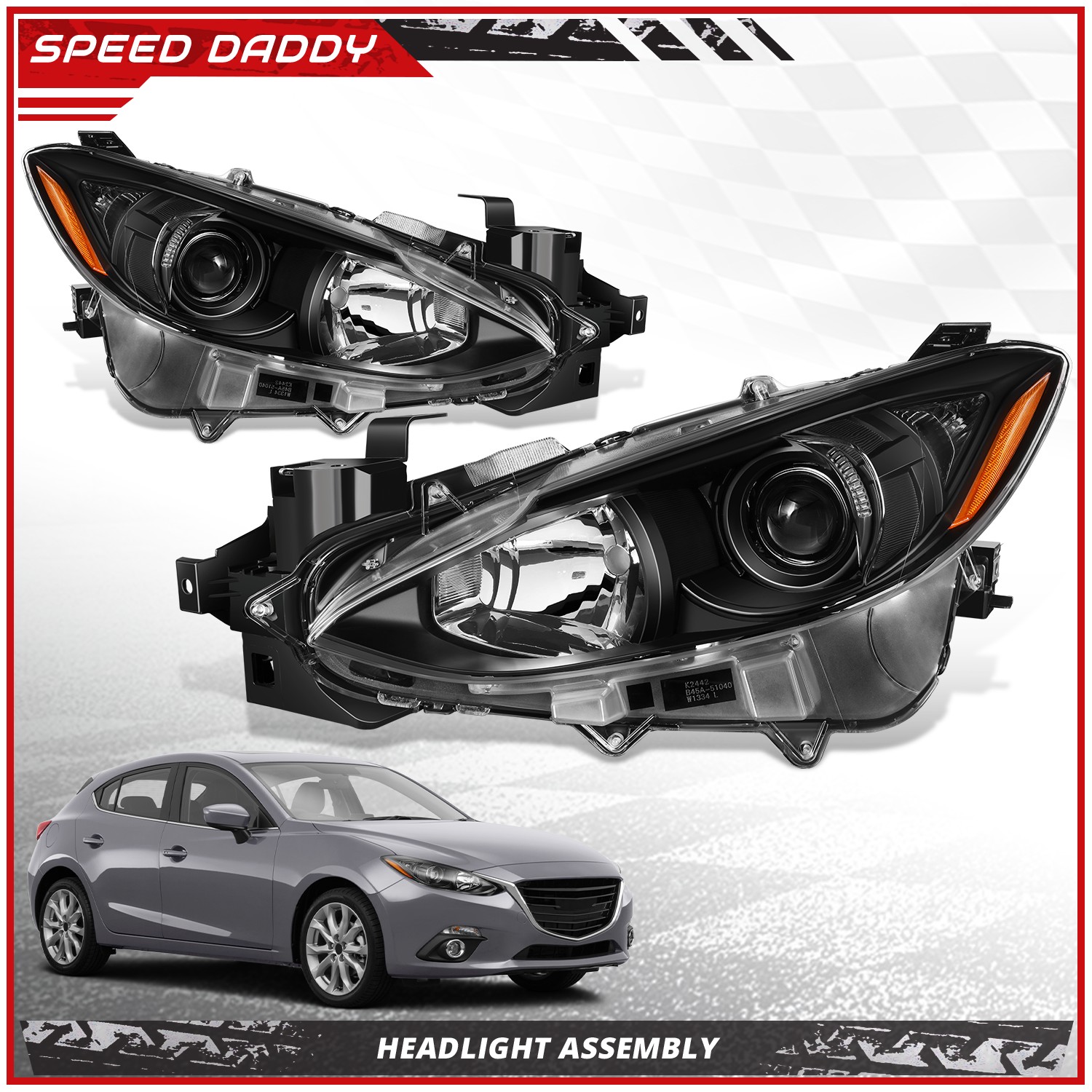 FOR 14-16 MAZDA 3 PAIR BLACK HOUSING AMBER CORNER PROJECTOR